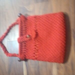 Handmade crochet purse red